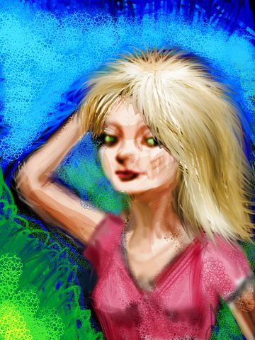 I dream I'm a big-haired blonde wanting to save the world from sticky hair. Dream sketch by Wayan.