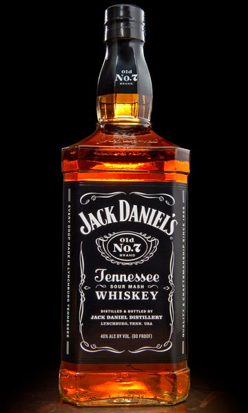 A bottle of Jack Daniels whiskey Old #7.