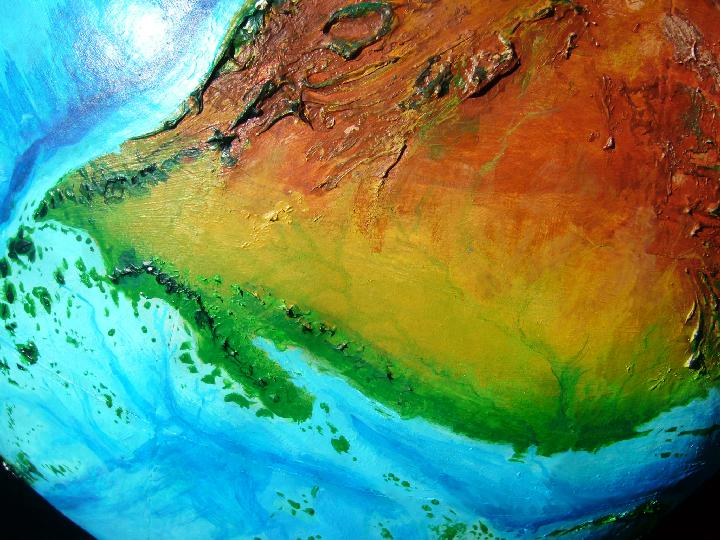 Orbital shot of the dry savannas of southwest Ara, on Kakalea, a model of an Earthlike world full of Australias.