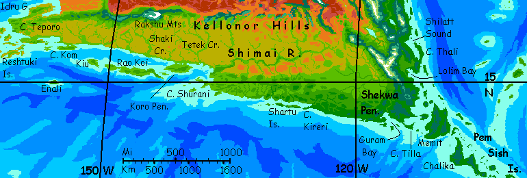 Map of southern Iba, a continent on Kakalea, an Earthlike world full of Australias.