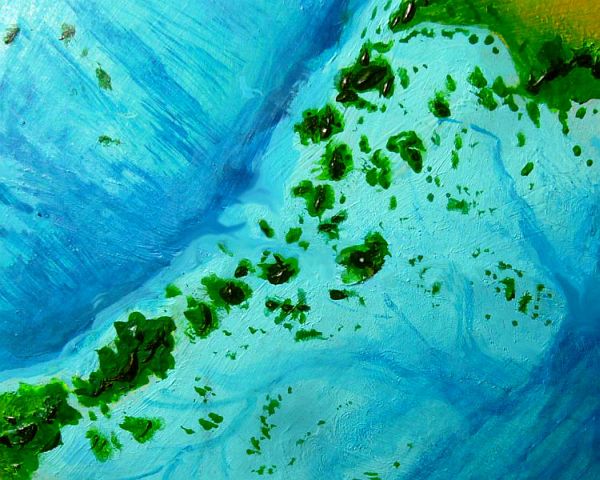 Orbital photo of the Loiba Archipelago, an equatorial island chain between Ata (left) and Ara (right), desert continents on Kakalea, an unlucky Earthlike world full of Australias.