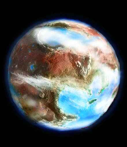 Orbital view of a desert world where we lost Earthlings settle.