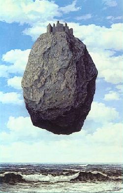 Rene Magritte's painting 'Castle of the Pyrenees'.