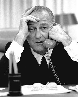 Lyndon Baines Johnson looking tired.