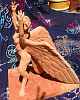 Thumbnail photo of a terracotta sculpture, 'Lebbird Ecstatic' by Chris Wayan: a winged leopard rears and raises eyes and arms to the moon.