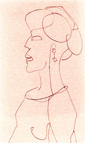Stern woman in profile: a logical, humorless type. Dream sketch by Wayan.