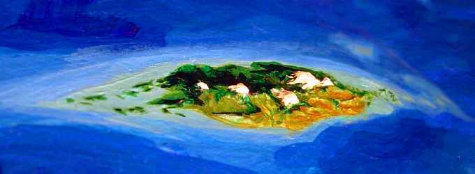 Orbital view of the subantarctic island of Altai, on Lyr, a model of a huge sea-world. Click to enlarge.