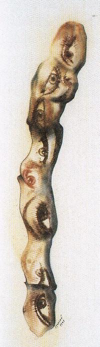 Mandrake root with eyes: 1941 dream sketch by Jindrich Styrsky. Click to enlarge.
