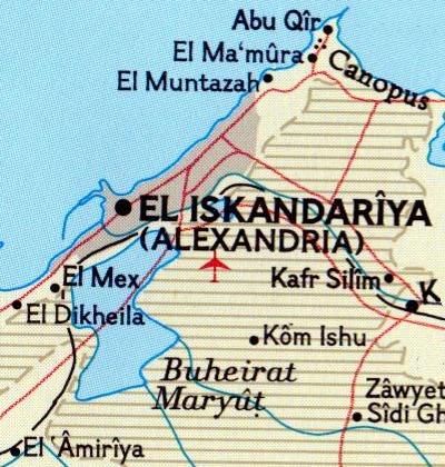 Map of Alexandria, with Lake Maryut.