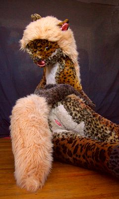 'Silky', a lifesize soft-sculpture of a cat-taur, by Wayan.