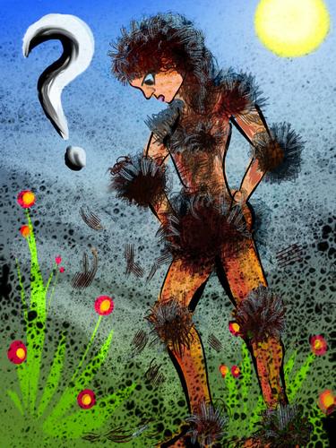 I have hair poufs like a black poodle. Dream sketch by Wayan. Click to enlarge.