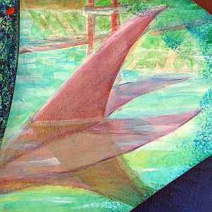 Detail of dream-painting: I become a Phillips-tailed mermaid, with 4 flukes.