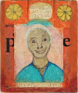 Self-portrait of Minnie Evans, 1981. Click to enlarge.