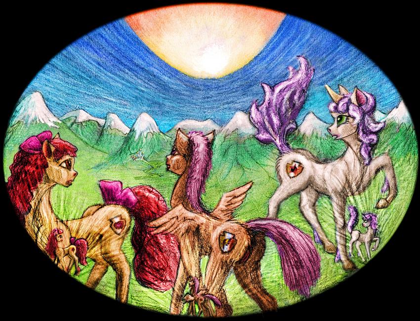 The Cutie Mark Crusaders, from 'My Little Pony', killed by the Chicxulub impact. Dream sketch by Wayan. Click to enlarge.