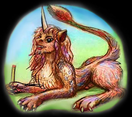 a lionlike person with a rainbow pelt