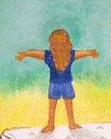 Drawing of a child standing akimbo, arms out