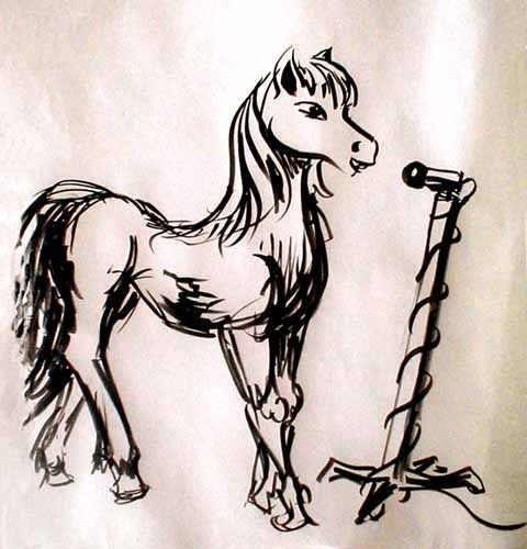 A mare sings cabaret. Dream sketch by Wayan.