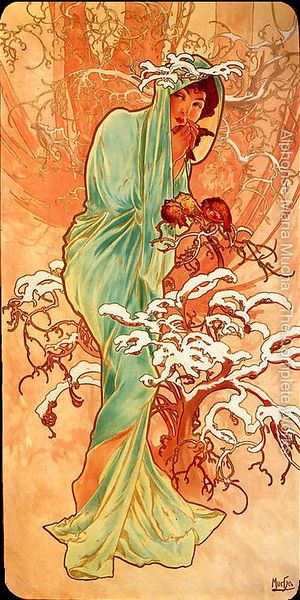 'Winter', a poster by Alphonse Mucha. Click to enlarge.
