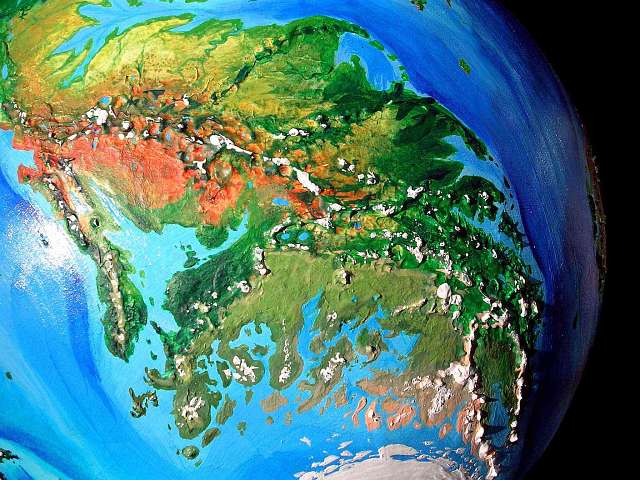 Orbital photo of southern Continent 3 on Pegasia, an Earthlike moon.