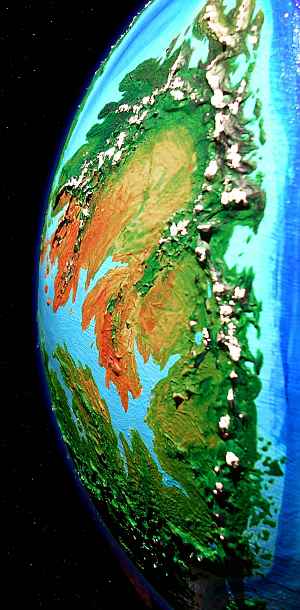 Low orbital photo of east coast of northern Continent 8 on Pegasia, an Earthlike moon.