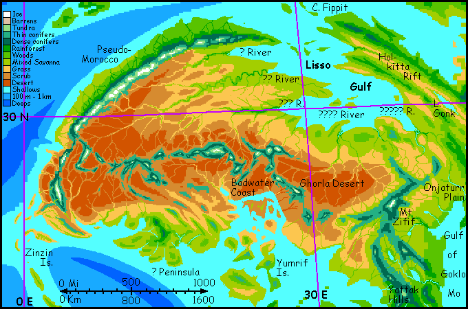 Map of Western Continent 2 on Pegasia, an Earthlike moon.
