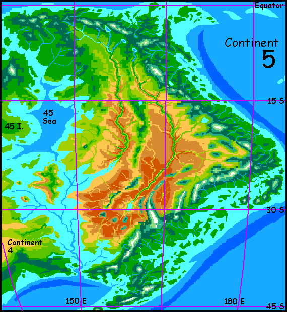 Map of Continent 5 on Pegasia, an Earthlike moon.