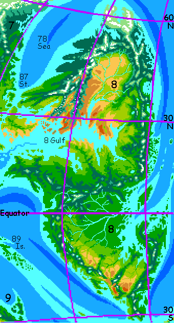 Map of Continent 8 on Pegasia, an Earthlike moon.