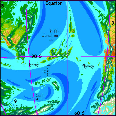 Map of Curl 9 Islands on Pegasia, an Earthlike moon.