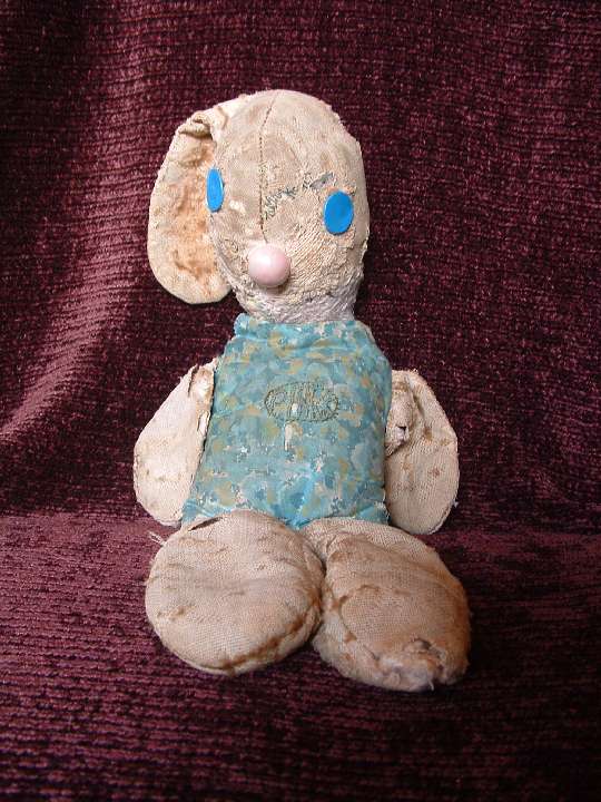 Photo of a worn-out stuffed bunny that was Nic Griffin's childhood best friend.