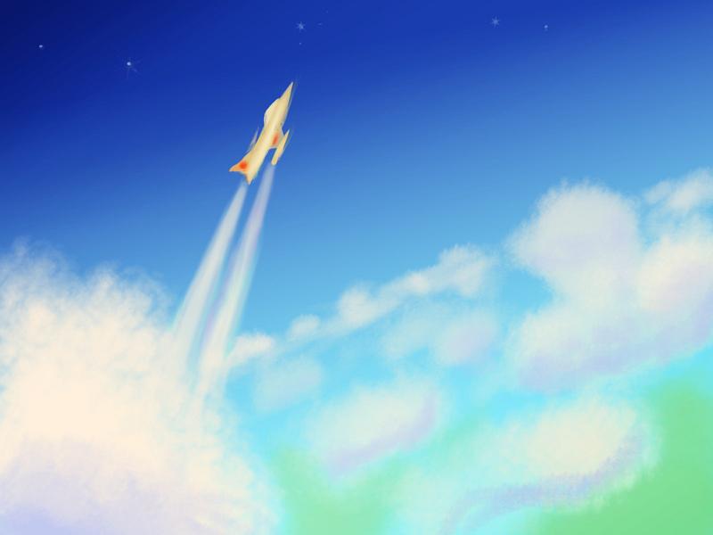 Experimental jet at the edge of space. Dream sketch by Wayan. Click to enlarge.
