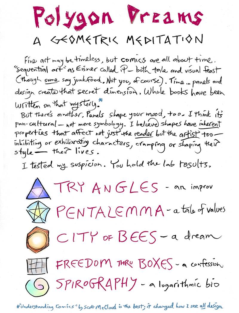 Intro of 'Polygon Dreams', experimental comic by Wayan.