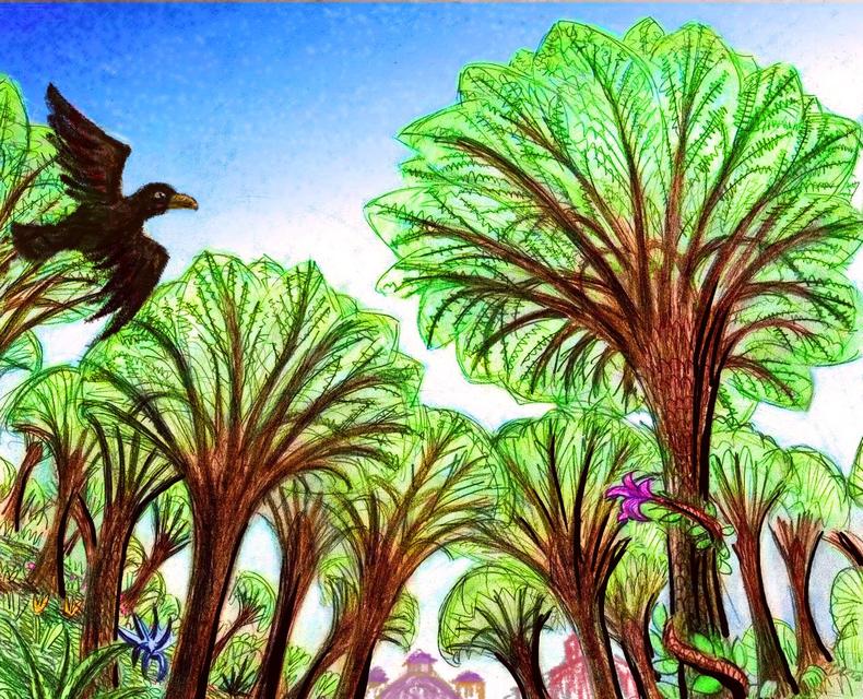 Fern-trees. Dream sketch by Wayan. Click to enlarge.