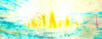 Crayon sketch of a shining golden city I sought in a dream, looking suspiciously like San Francisco