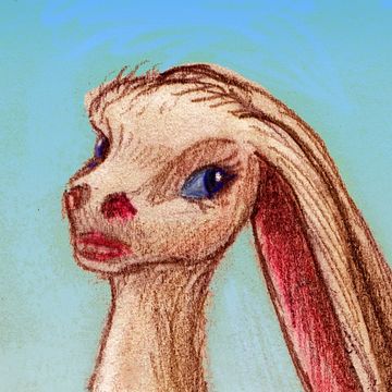 Closeup of Rabbit-Eared Doe. Dream sketch by Wayan. Click to enlarge.