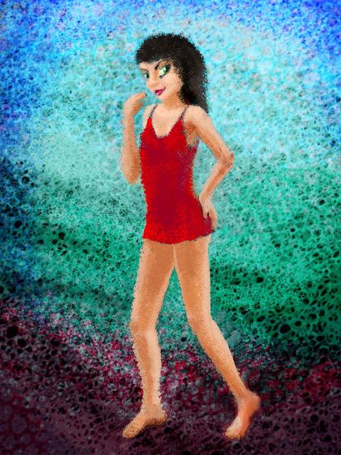 Eliza showing off short skirt, from 'It's OK if You Don't Love Me'. Click to enlarge.