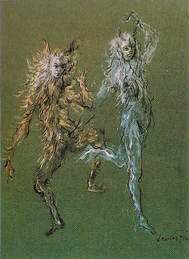 Costume design for 'Leonor's Dream', 1949 sketch by Leonor Fini. Click to enlarge.