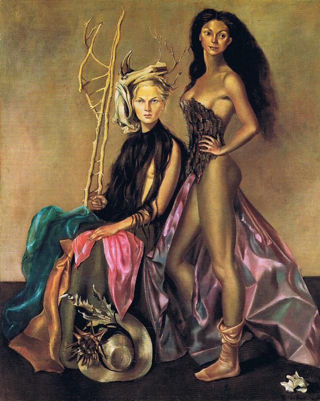 'Elles aiment se deguiser (They Love to Dress Up)', 1948 portrait of Joy Williams and Margot Fonteyn by Leonor Fini. Click to enlarge.