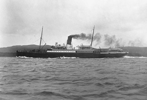 Black & white photo of the passenger ship Rowan