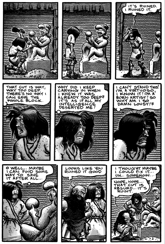 Recurring dream of being an ancient sculptor, by Jim Woodring.