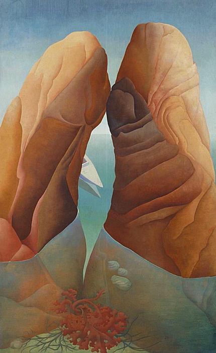 'Scylla', 1938 surrealist painting of a daydream by Ithell Colquhoun.