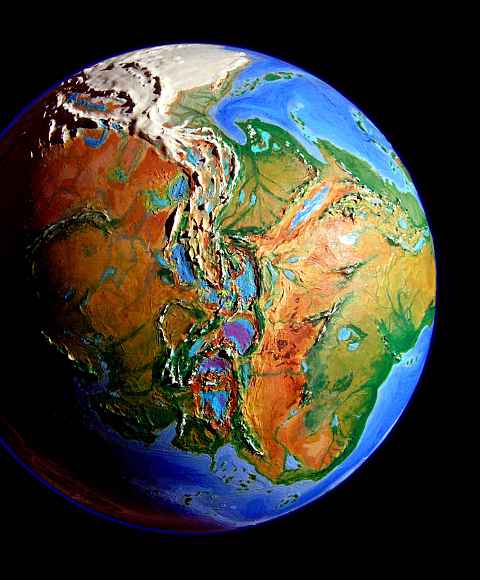 Orbital view of Shiveria, a climatologically alternate Earth: Africa, Eurasia and the Mediterranean Abyss.  Click to enlarge.