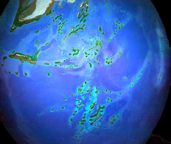 Orbital view of Shiveria, an alternate Earth: Pacific Islands.