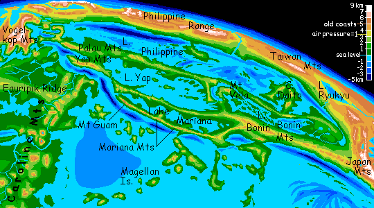 Map of the Philippine Lake(s) on Siphonia, a study of the Earth with 90% of its water drained away.