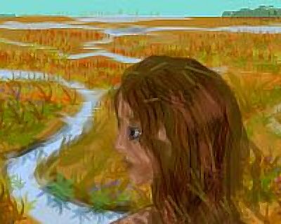 A muddy head rears out of a marsh. Sketch of a dream by Wayan