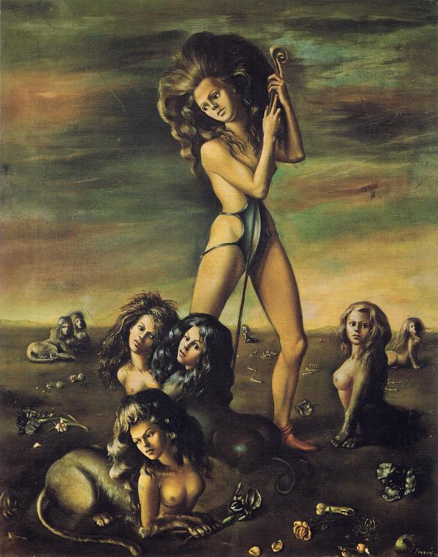 Shepherdess of Sphinxes, 1941 painting by Leonor Fini. Click to enlarge.