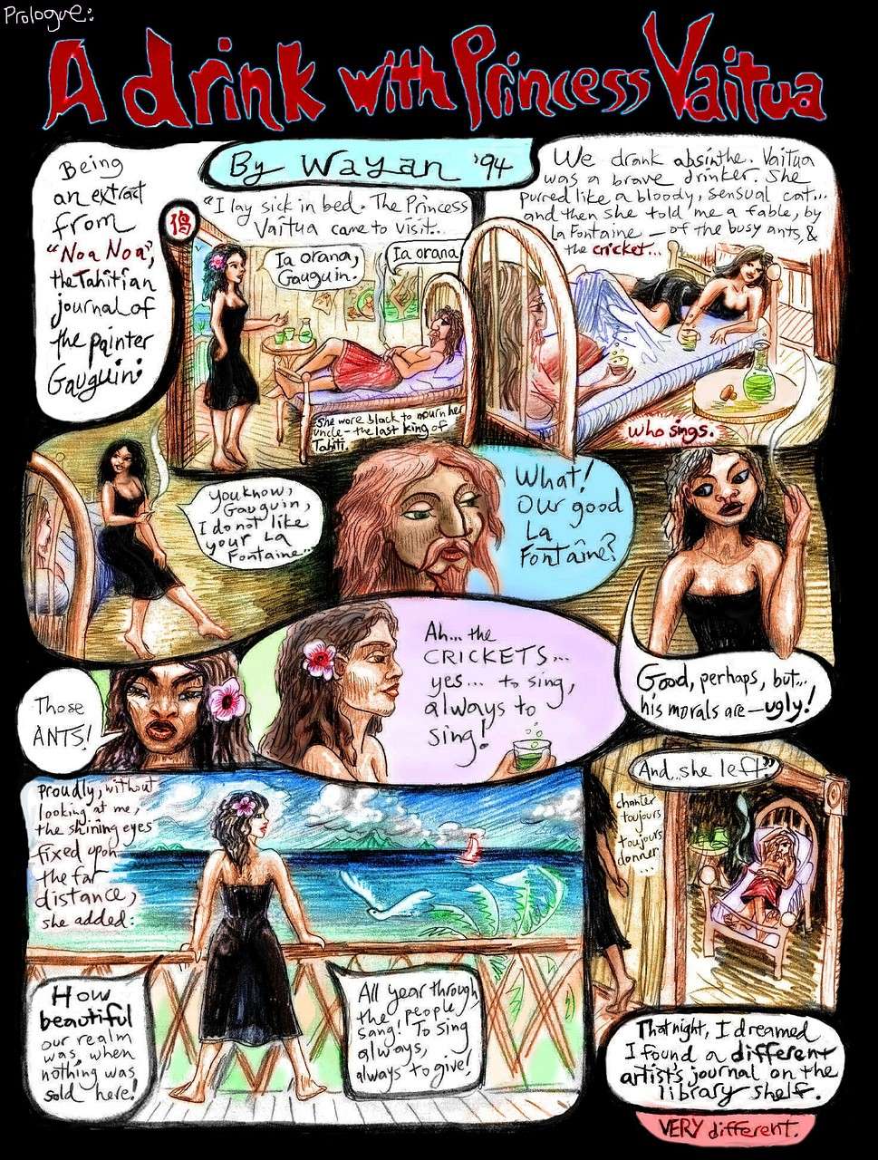 A Sphinx's Sketchbook, a dream comic; page 2. Click to enlarge.