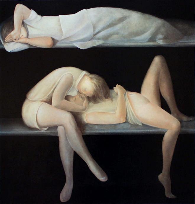 'Avant s'endormir (Before Sleeping)', 1980 painting by Leonor Fini. Click to enlarge.