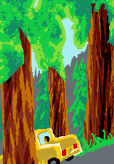 Old car in redwoods. Dream sketch by Wayan.