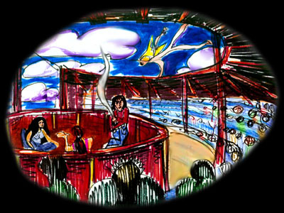 I dream I levitate above Sushi Circus--the psychodrama ring.