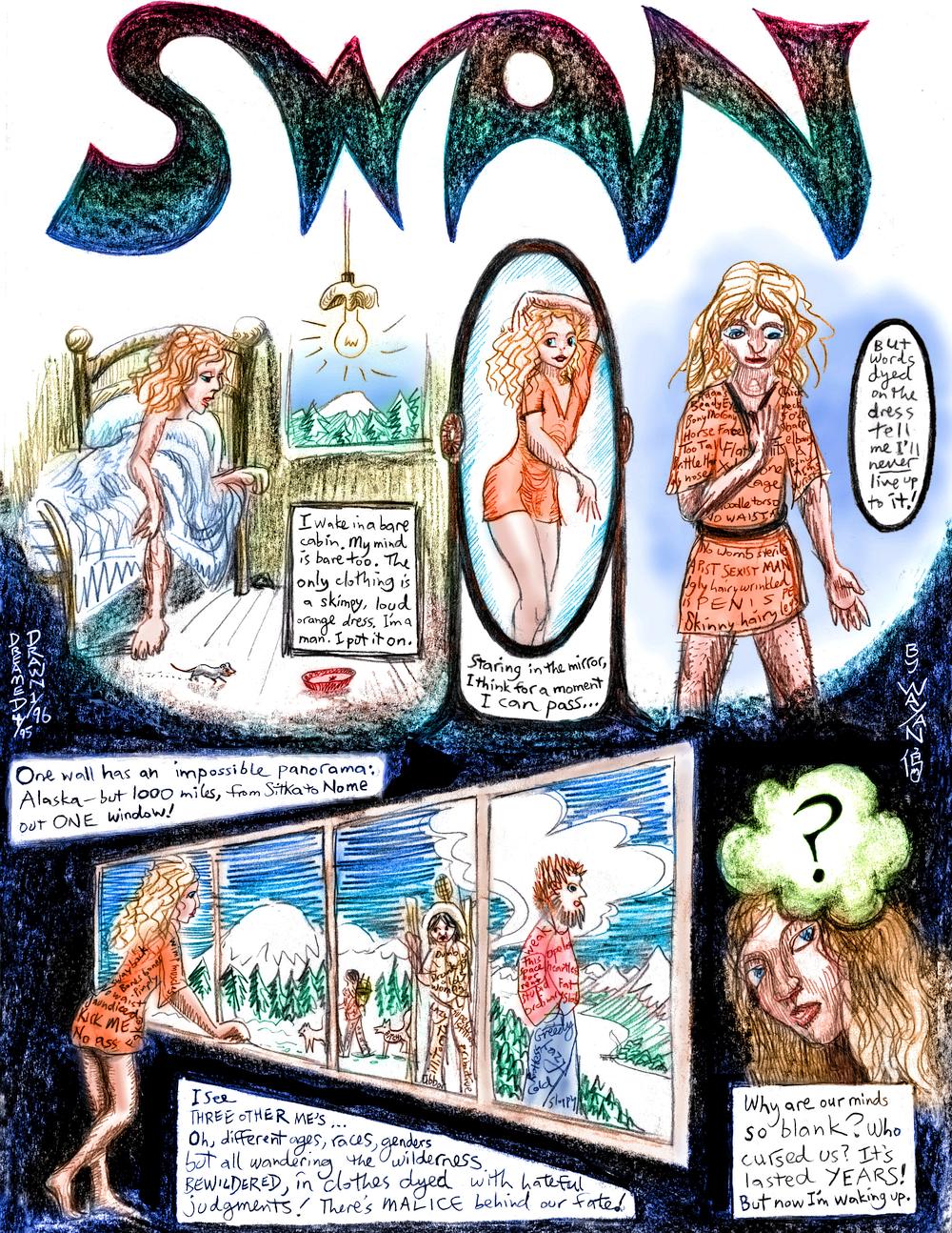 Swan, p.1; a dream-comic by Wayan.